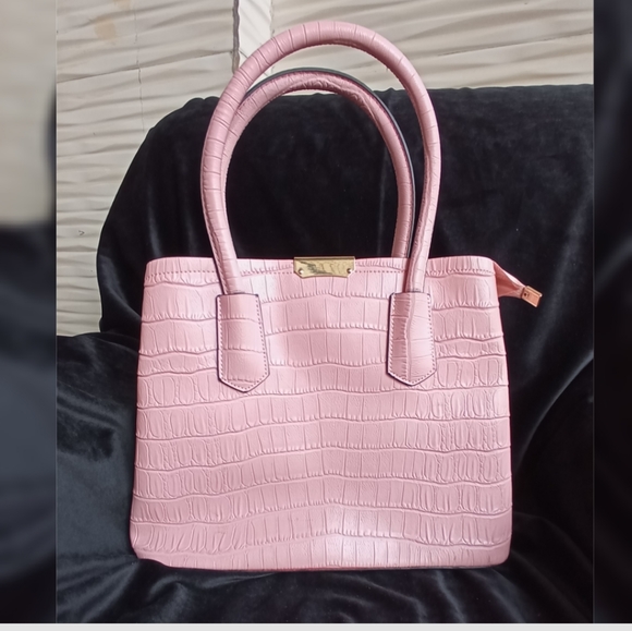 Baby Pink Crock Satchel Handbag As New - Picture 9 of 16